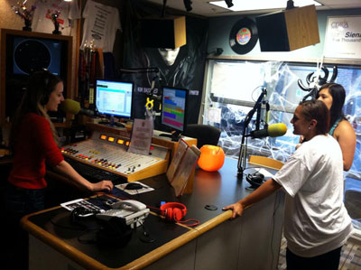 Maddy Reed '17 on the air from the WVCR studios during College Radio Day.