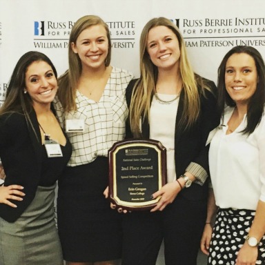 (Left to Right) Amanda Buonagurio '16,Allison Bosse '16, Erin Grogan '16 and Jenna Potter '16