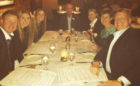 Mark O’Brien ’95 (left) with his family at his parents’ 50th wedding anniversary dinner. Clockwise left to right: Mark O’Brien ’95, his wife Katie O’Brien, his niece Hannah Narburgh, his father James O’Brien, his mother Sandra O’Brien, his sister Kim O’Brien Narburgh and his brother-in-law Kirk Narburgh.