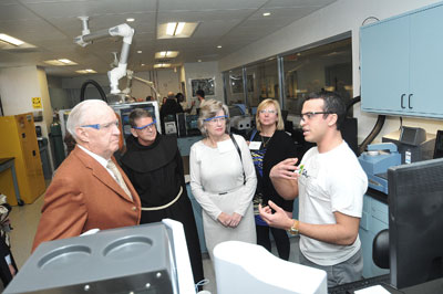 Left to Right: Lead Donor William Dake, Siena College President Br. F. Edward Coughlin, O.F.M., Ph.D., Lead Donor and Siena Trustee Susan Dake and Siena Trustee Virginia Darrow '83 tour the SAInT Center.