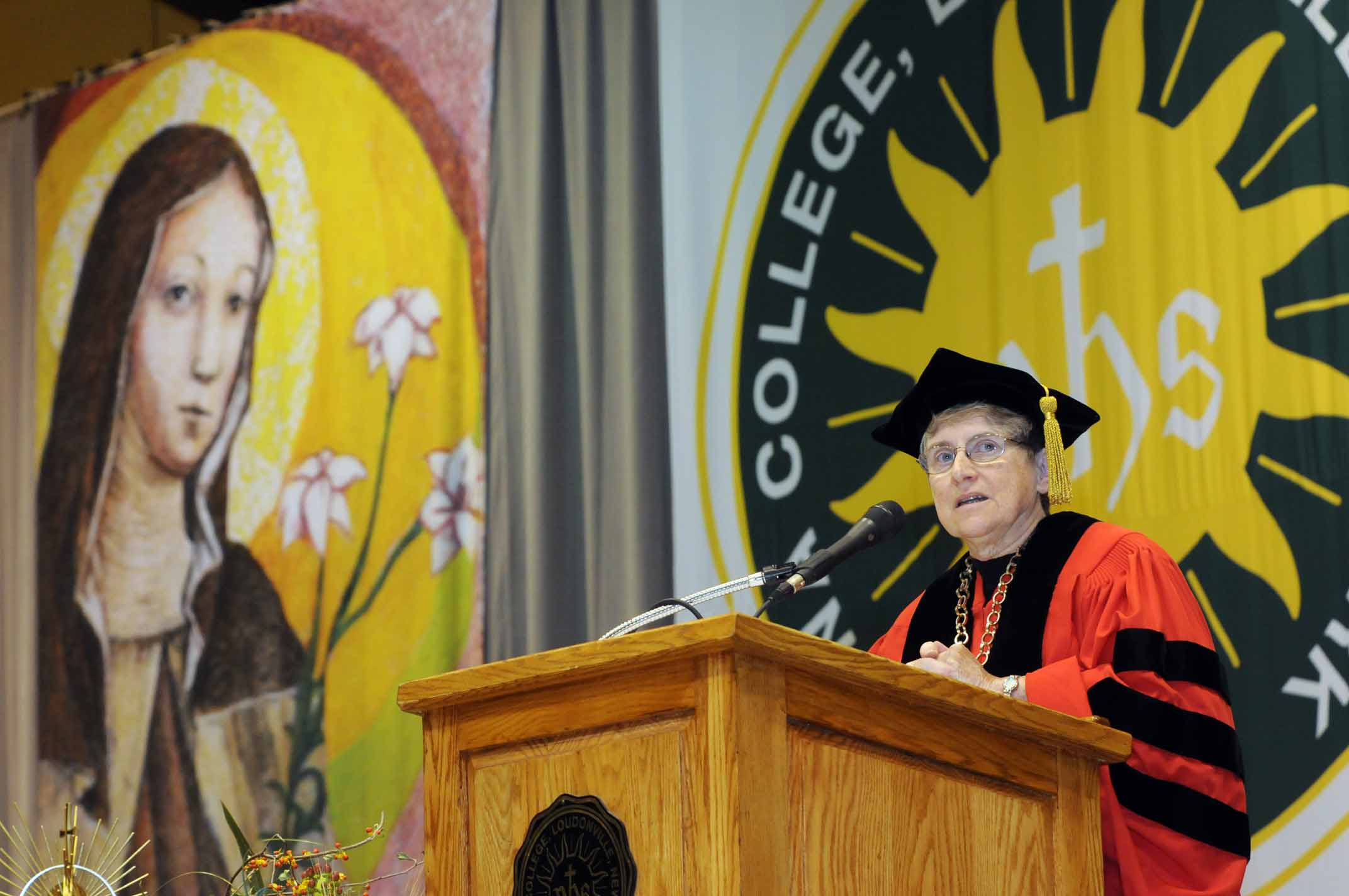 St. Bonaventure University President Sr. Margaret Carney, O.S.F., S.T.D. delivers speech during 2009 Academic Convocation