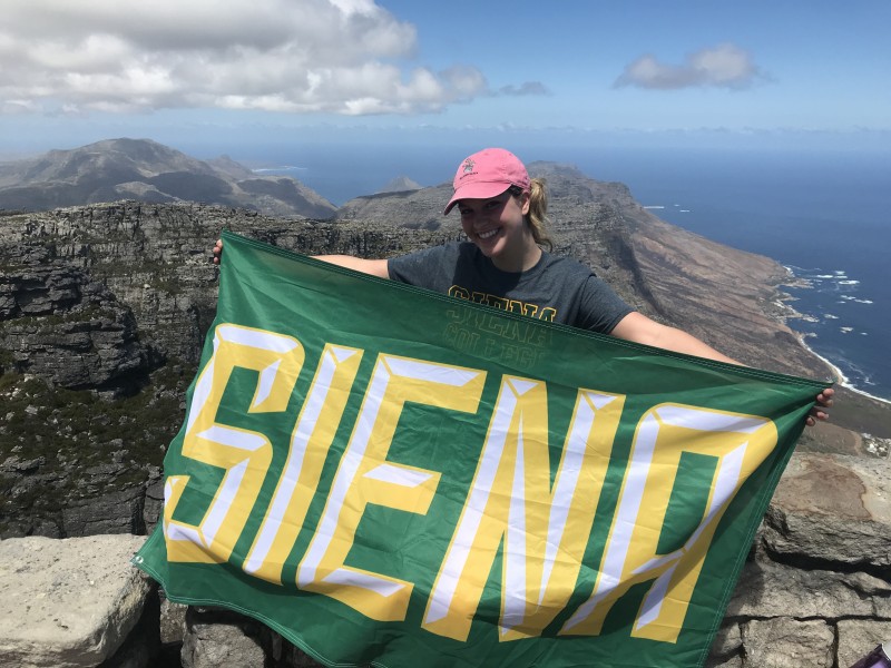 Camryn '20 shows off her Siena pride in South Africa