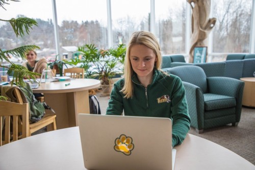 student studying on computer